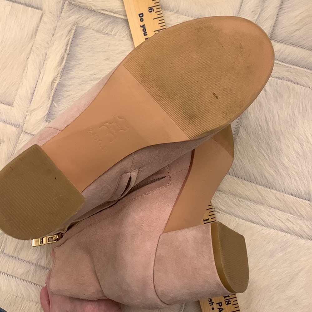 Pale pink suede boots 6.5M 2” heels. Very similiar to Christian Dior brand. - Picture 6 of 8